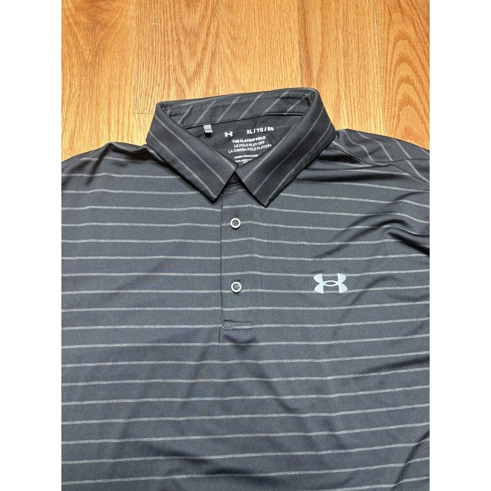 Under Armour The Playoff Polo HeatGear Mens XL Black Dark Charcoal Golf Shirt
